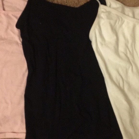 3 tank tops. Pink, Black, and White. - Picture 3 of 5